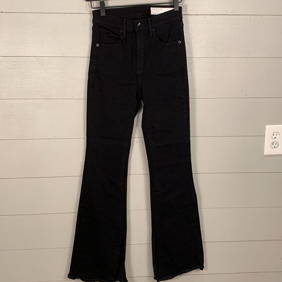 Rag & Bone Modele black bootcut wide leg stretch jeans size 25 - Picture 9 of 12